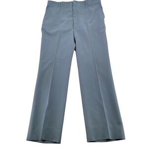 Hubbard Slacks Dress Pants Mens 36x32 Blue Solid Straight Leg Vintage 70s Retro